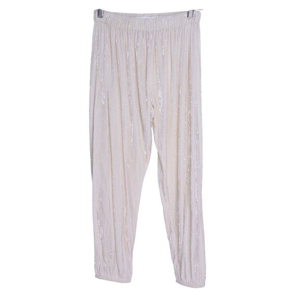 FORTE_FORTE Crush Velvet Joggers Ivory Pull On Relaxed Fit Women's 0/ US 0-2 - Picture 1 of 8
